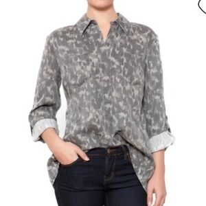 Bella Dahl Olive Green Button Down Long Sleeve Tunic Top